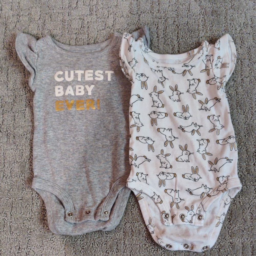 Carter's Gray and White Baby Bodysuits Set